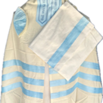 Three Tiffany Blue Stripes on Brushed Cotton Talit (721)