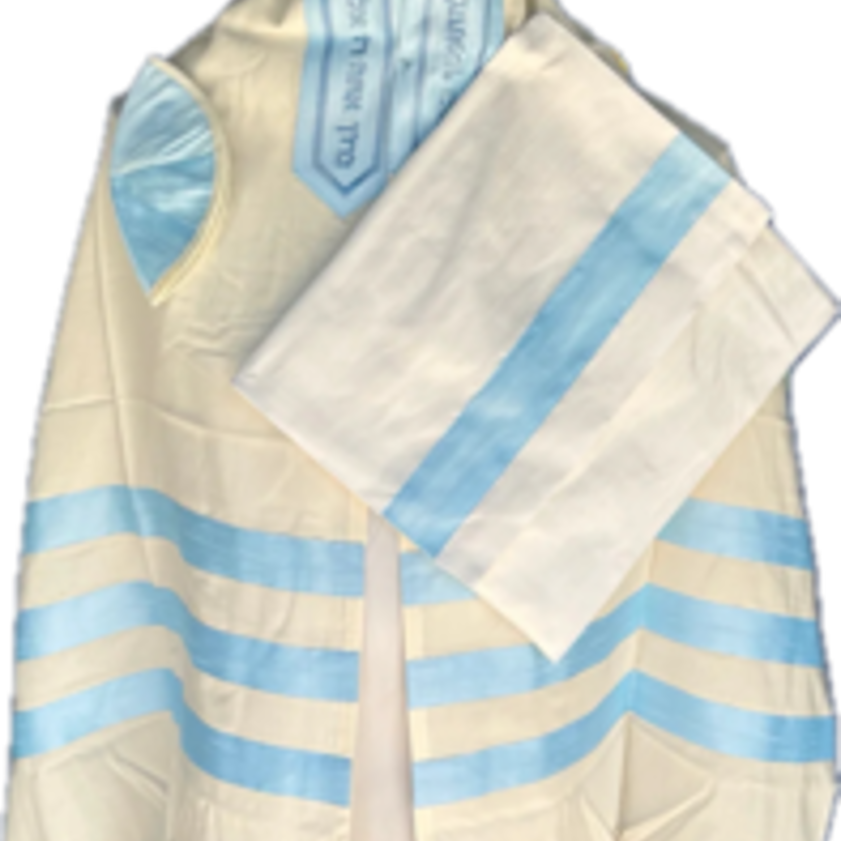 Three Tiffany Blue Stripes on Brushed Cotton Talit (721)