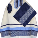 100% Fine White Cotton w/ Detailed Blue Diamond Ribbon (532)