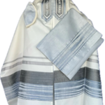 100% Fine Cotton w/ Light Blue and Silver Wave Pattern (546)