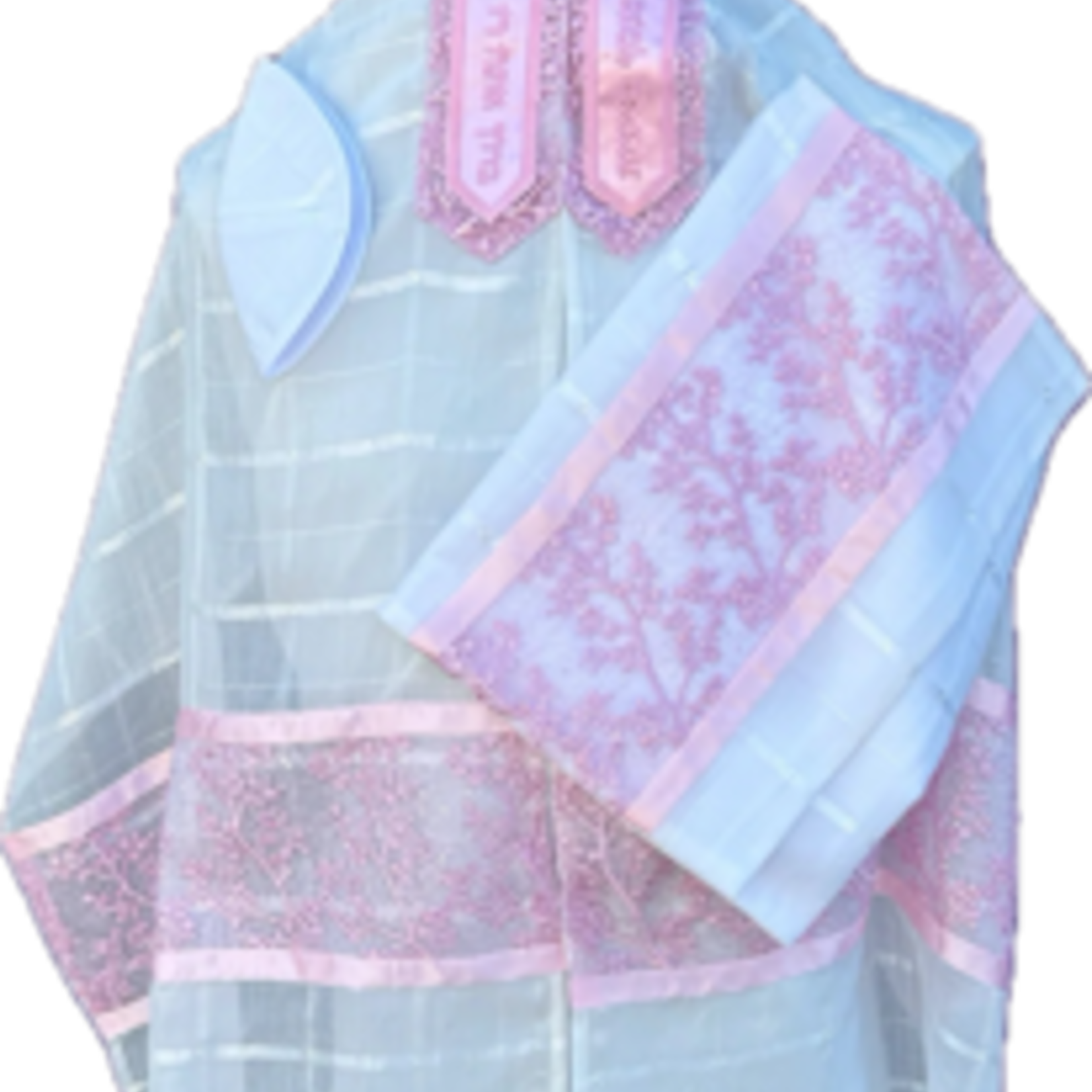 Pink Flowers on White Square Chiffon