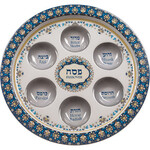 Floral Seder Plate - Blue