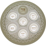 Glass Seder Plate - Cream