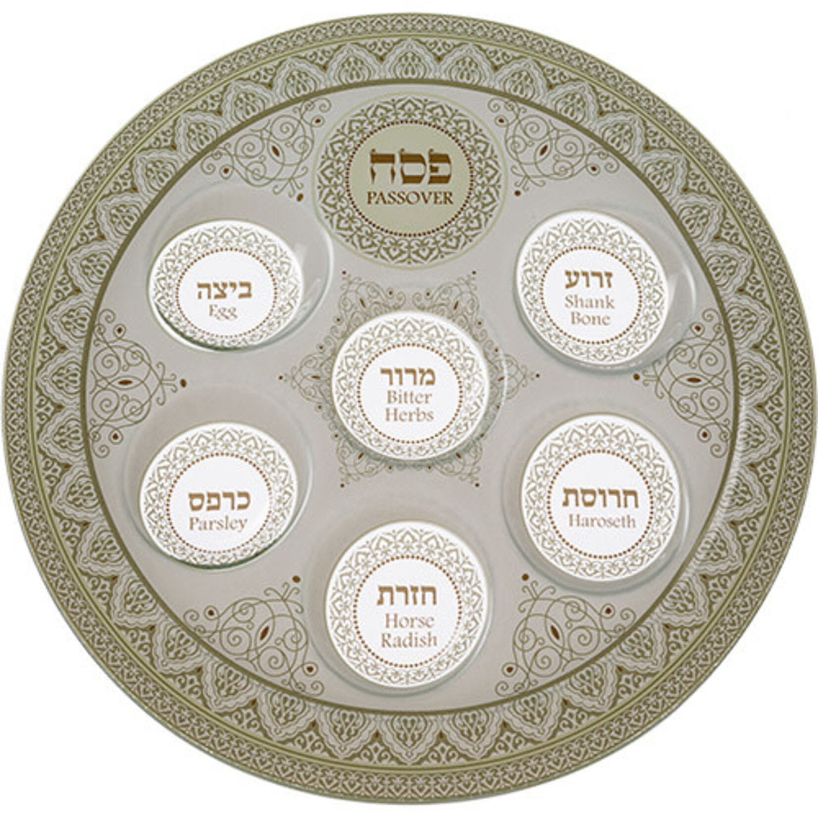 Glass Seder Plate - Cream