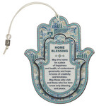 Hamsa with Epoxy - Blue English Home Blessing