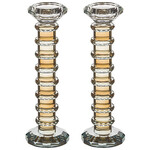 Pair of Crystal Elegant Candlesticks -Amber