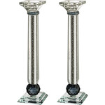 Pair of Crystal Candlesticks With Stones