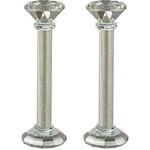 Crystal Candlesticks with Silver Stones