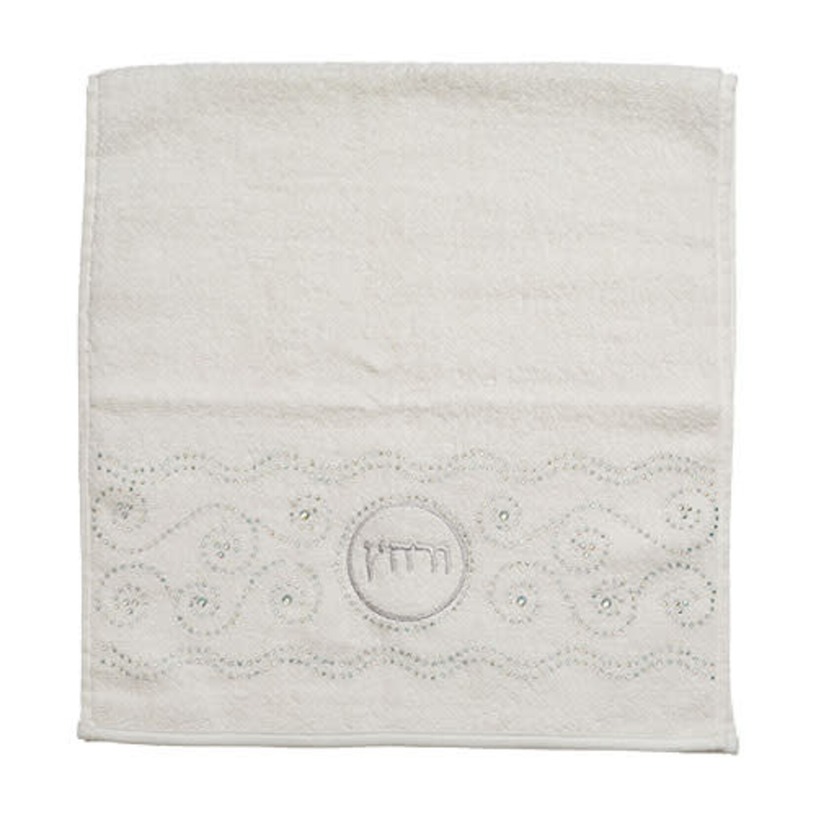 Pair of White Urchatz Towels with Decorative Stones