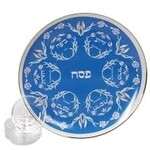 Blue Floral Seder Plate