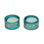 Travel Candlestick W/ Metal Cutout - Turquoise