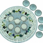 Glass Seder Plate with Blue Tones