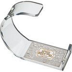 Lucite Wine Bottle Stand w/Blessing  in Gold - Jerusalem