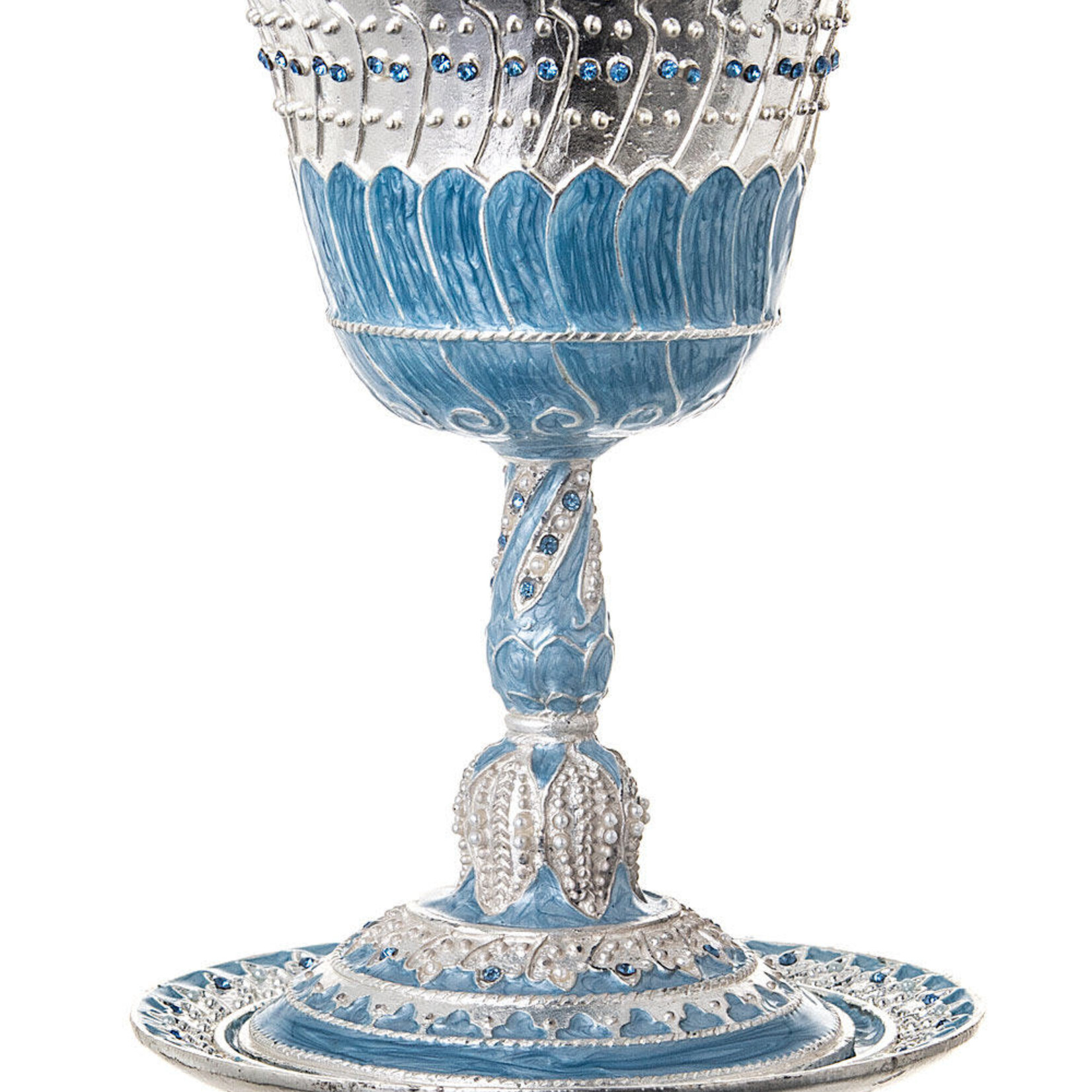 Jeweled Kiddush Cup with Tray - Light Blue