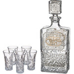 Set of Crystal Wine Bottle with 6 Liquor Glasses