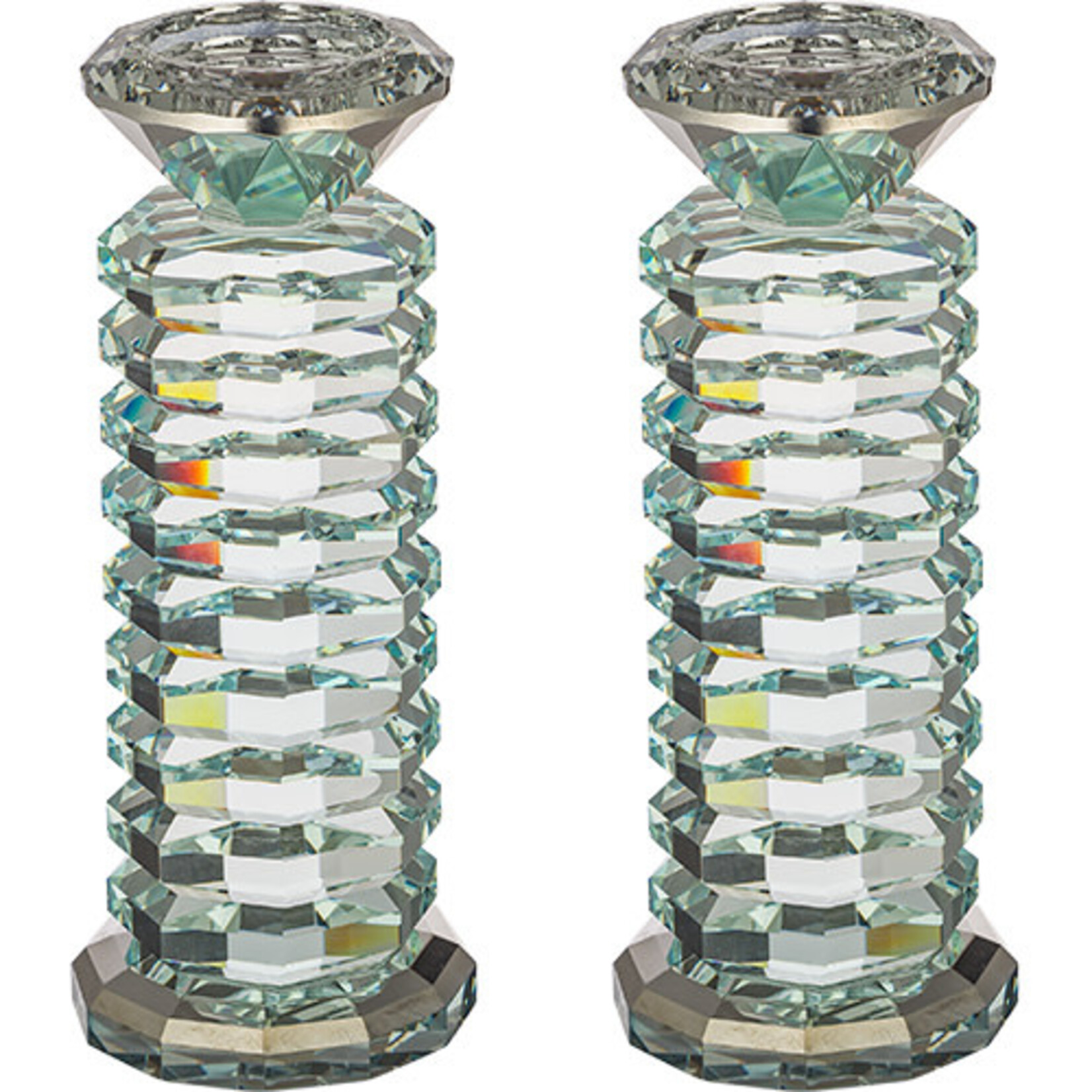 Clear Glass Stacked Candlesticks