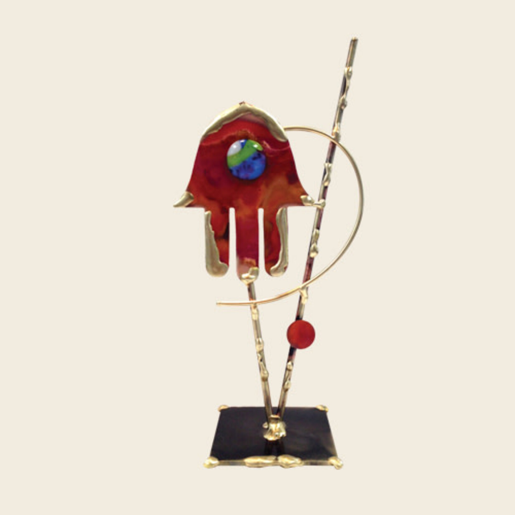 Copper Hamsa Sculpture with Glass Eye