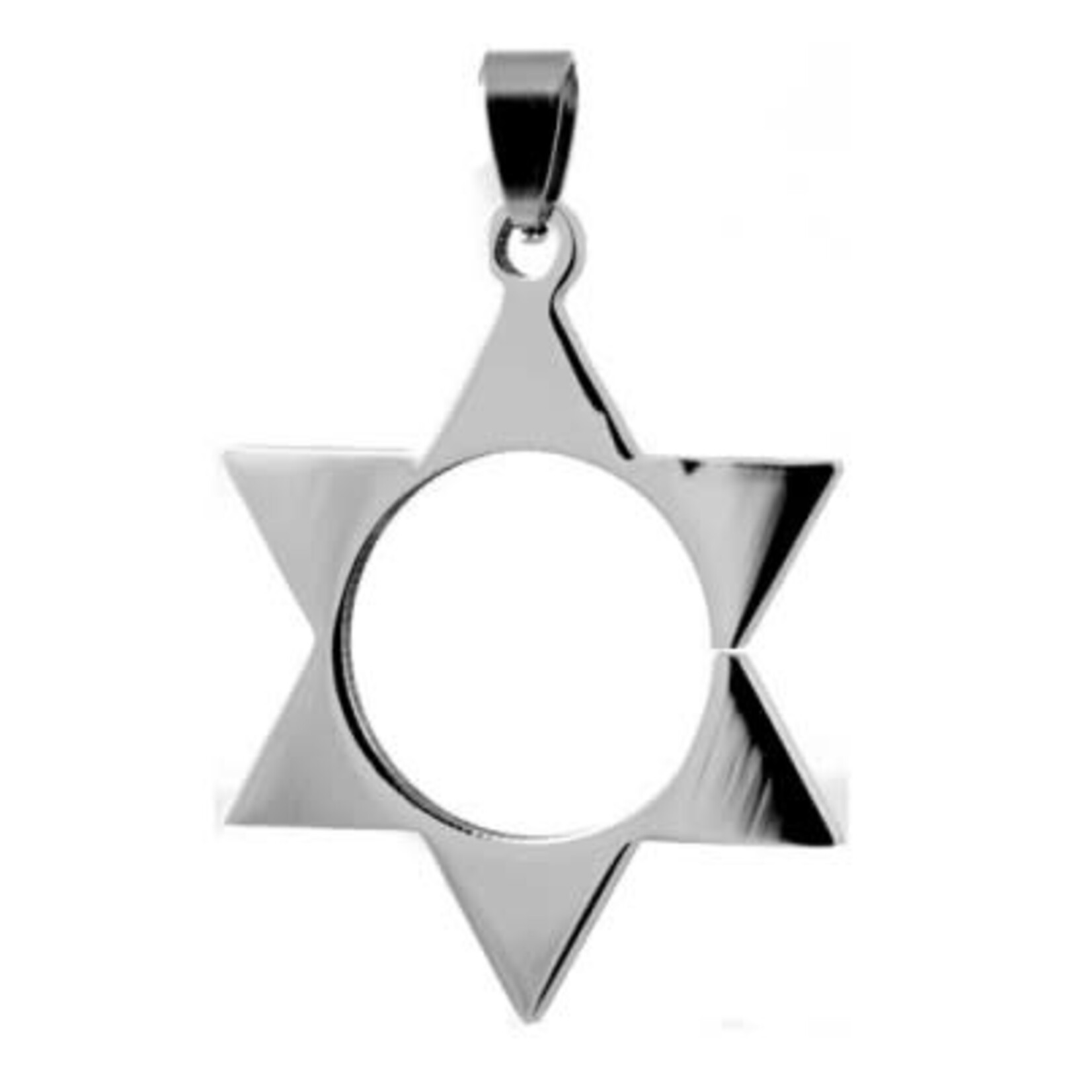 Stainless Steel Cutout Magen David Pendant w/ Chain
