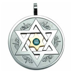 Round Star of David with Center Gold Star of David Pendant