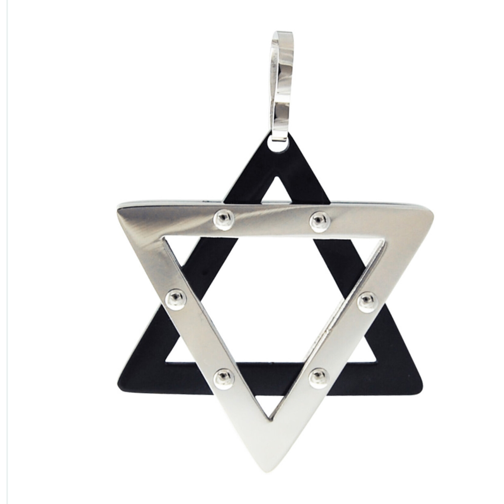 Stainless Steel and Black Star of David w/ Chain
