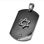 Black Dogtag w/ Star of David and CZ w/ Chain