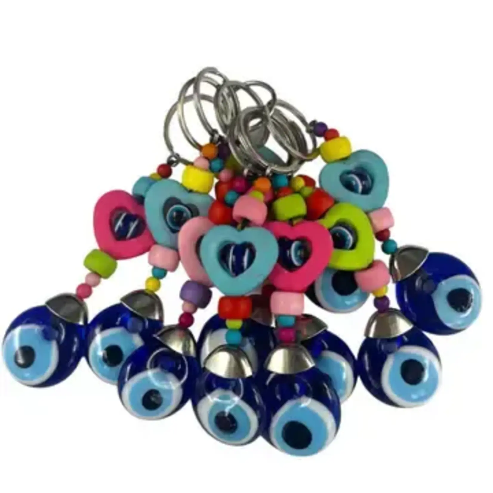 Evil Eye Keychain with Colorful Heart