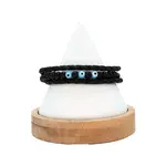 Leather Evil Eye Handmade Bracelet - Light Blue