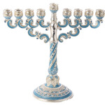 Jeweled Menorah - Light Blue