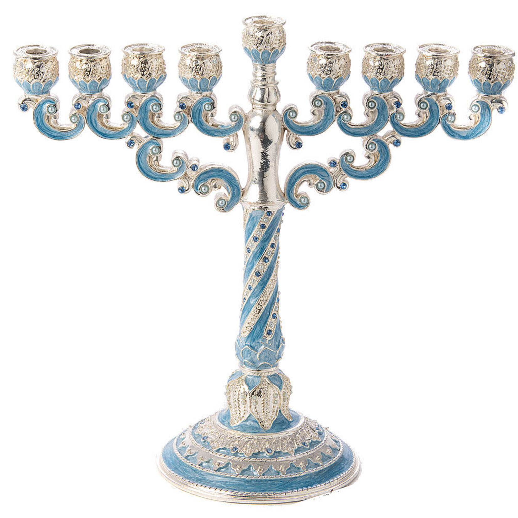 Jeweled Menorah - Light Blue