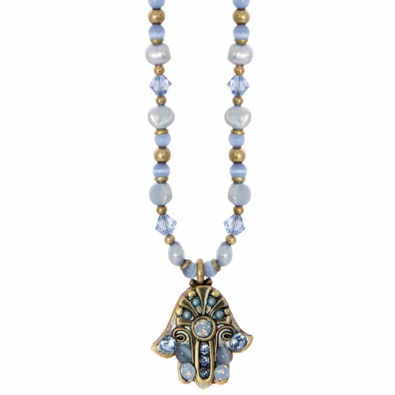 Small Bluebell Hamsa Necklace by Michal Golan