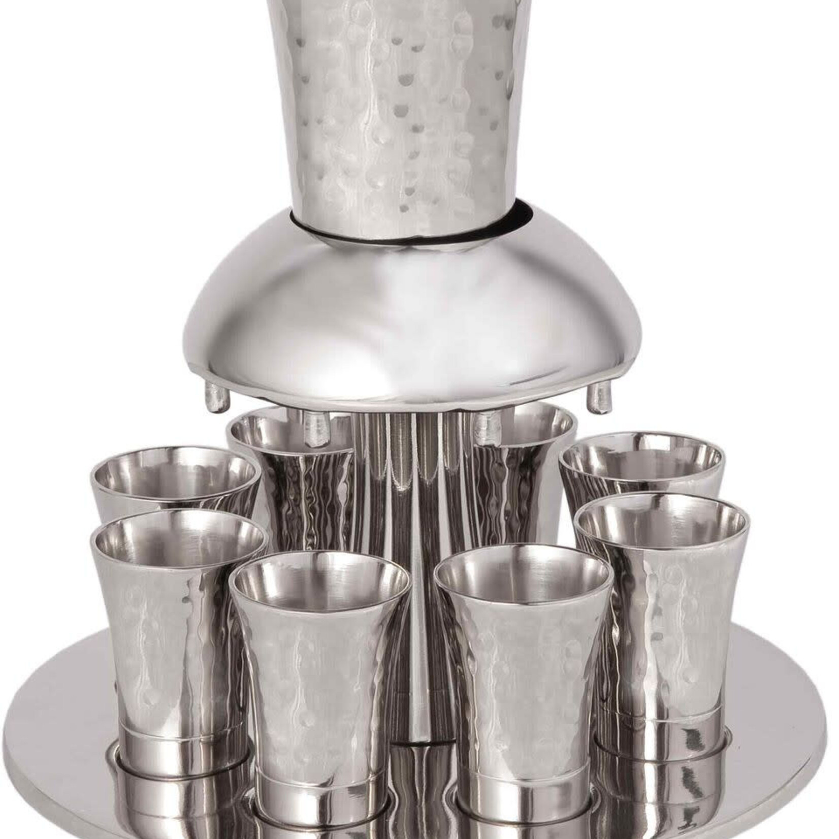 Hammered Metal Kiddush Fountain- Silver