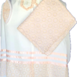 Brushed Cotton Tallit with Pink Embroidered Flowers