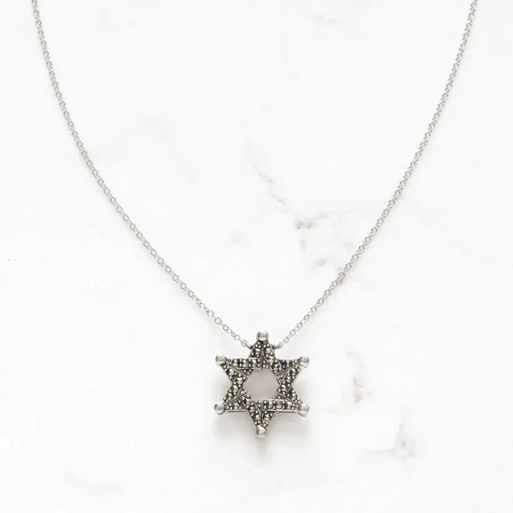 Marcasite Butterfly Star of David Necklace