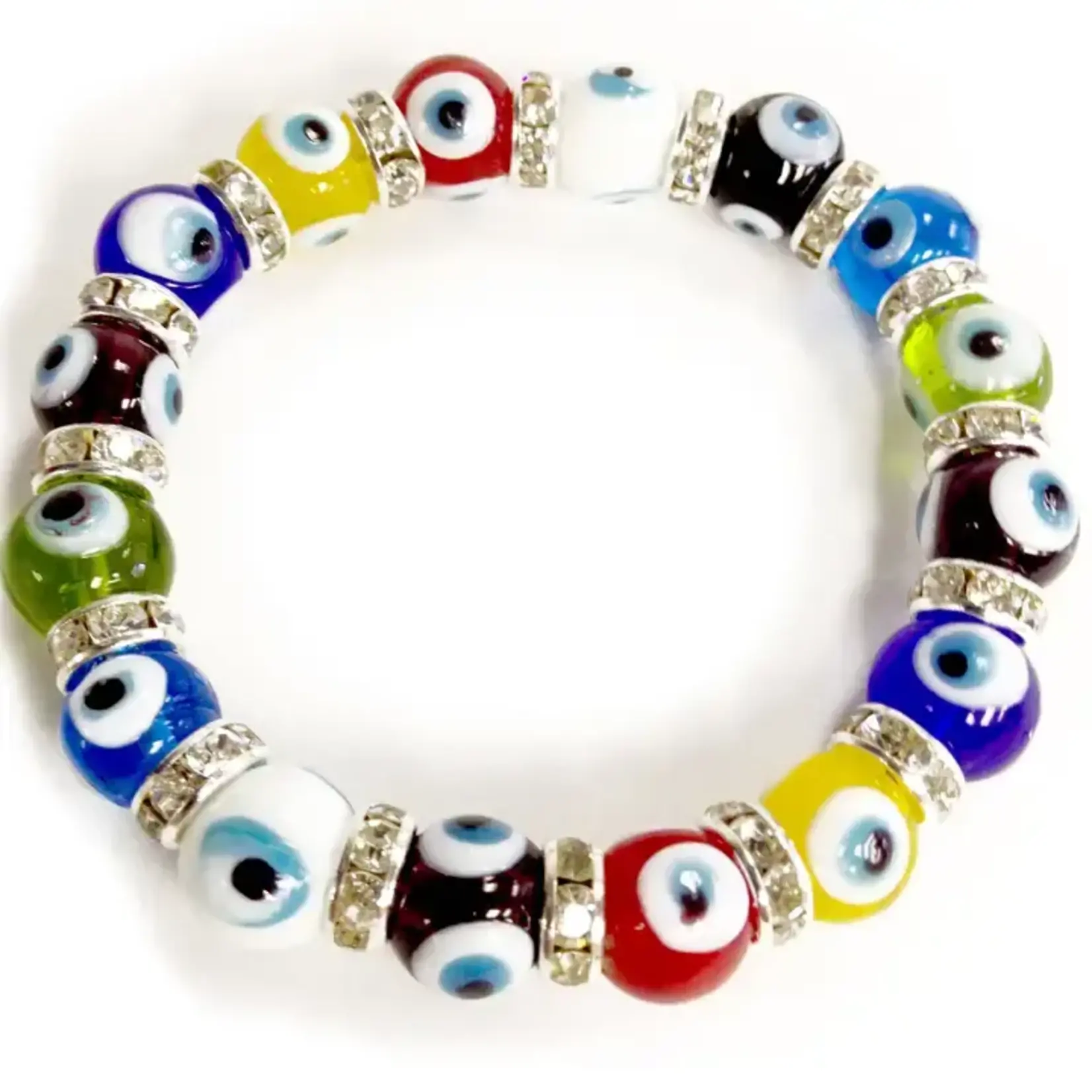 Glass Eye Bracelet w/ Crystals - Multi-Color