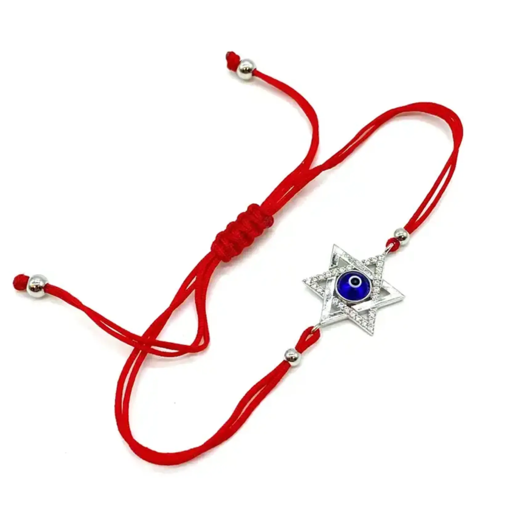 925 Sterling Silver Star of David Red or Black String Bracelet