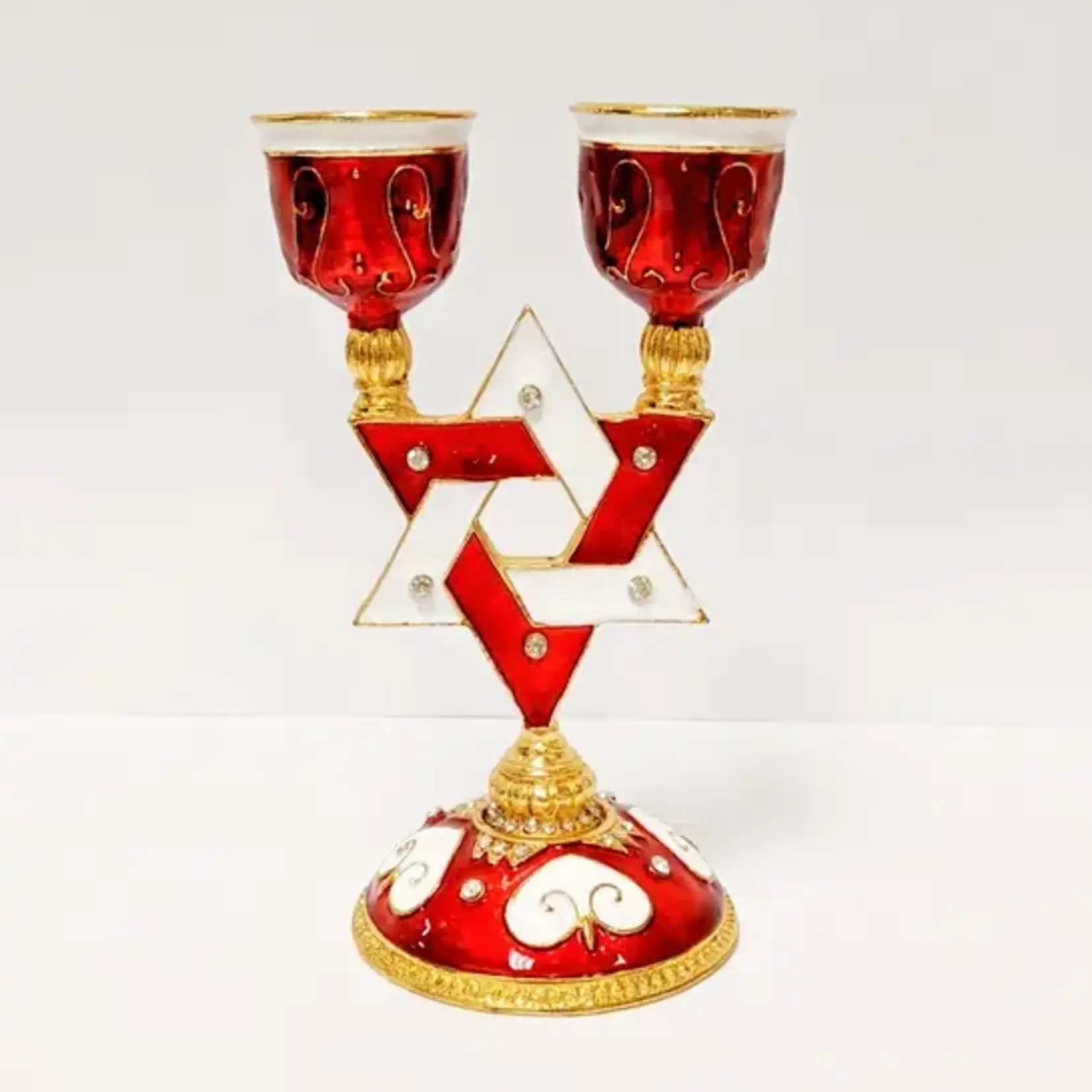 Shabbat Red Star of David Candleholder