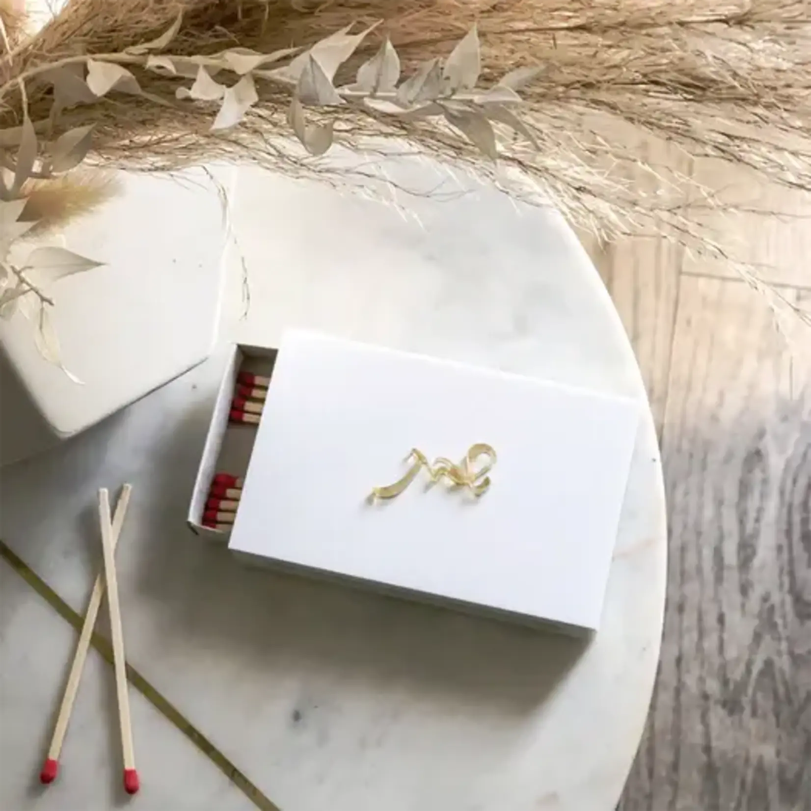 Lucite White Matches Box Holder - Gold