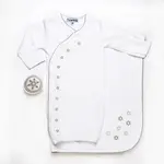 Star of David Bris Set - Newborn Gown, Swaddling Blanket, Kippah - Gray