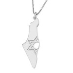 Map Of Israel with Jewish Star on a Paperclip Chain - Silver