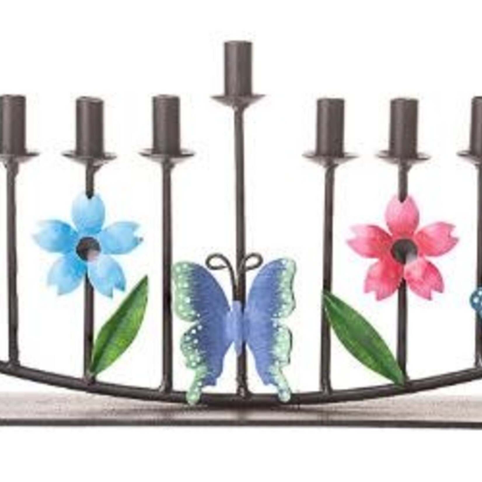 Flowers and Butterflies Metal Menorah