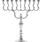 Tiffany Style Silver Plated Menorah 14"