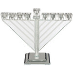 Crystal with Silver Stones Menorah