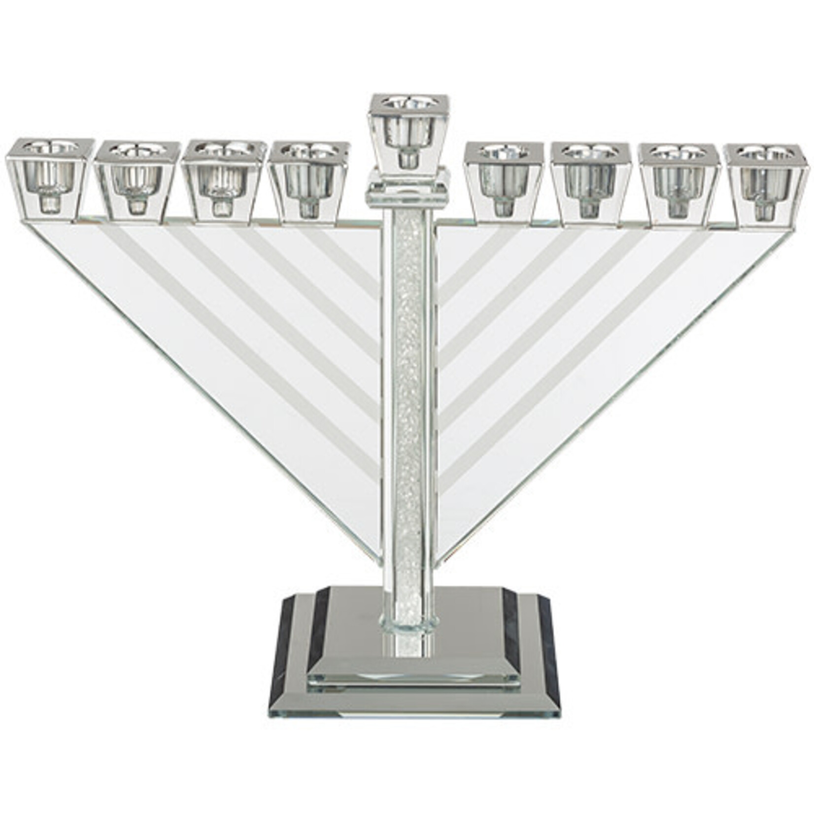 Crystal with Silver Stones Menorah