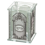 Crystal Tzedakah Box with Decorative Plate
