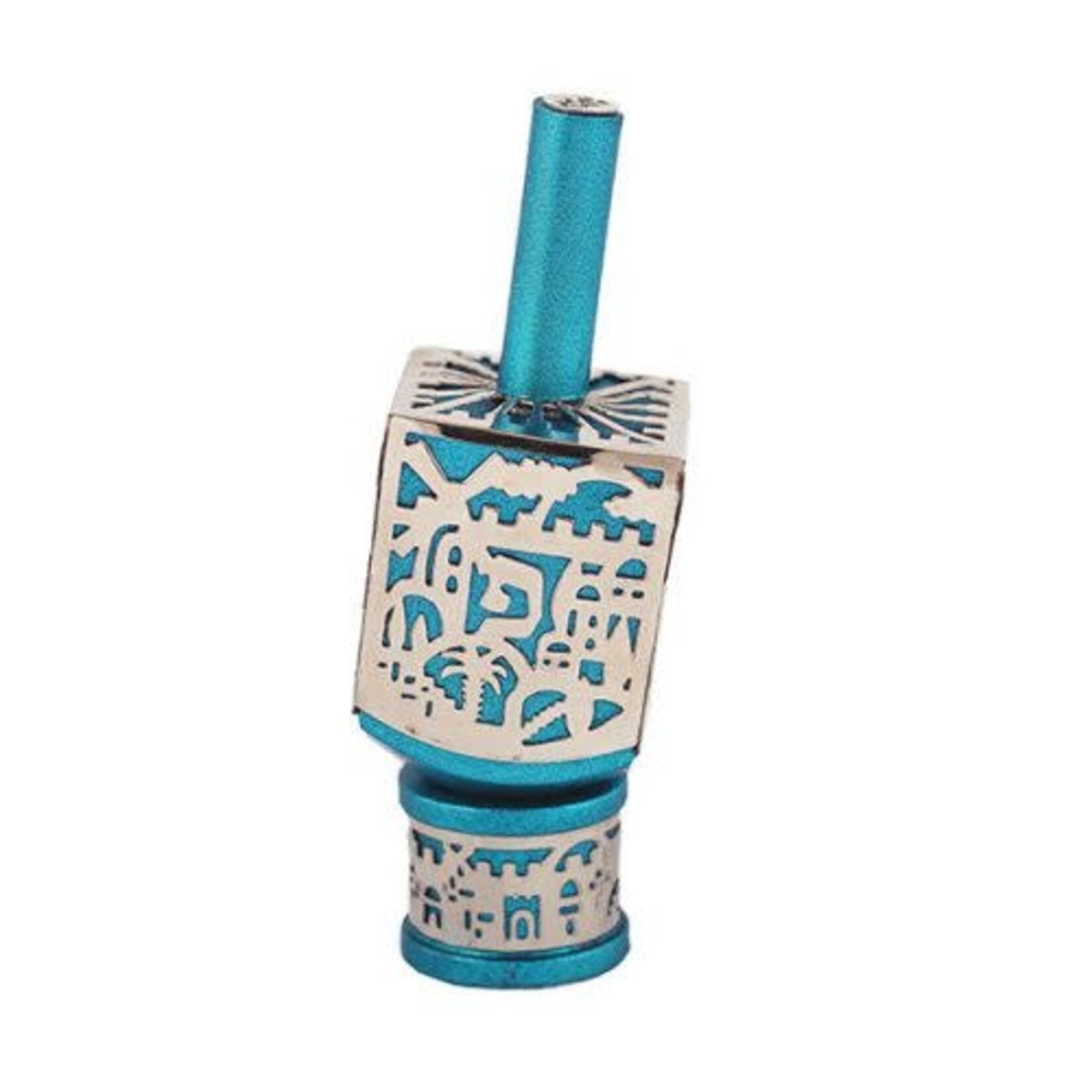 Large Anodized Aluminum Dreidel with Metal Cutout