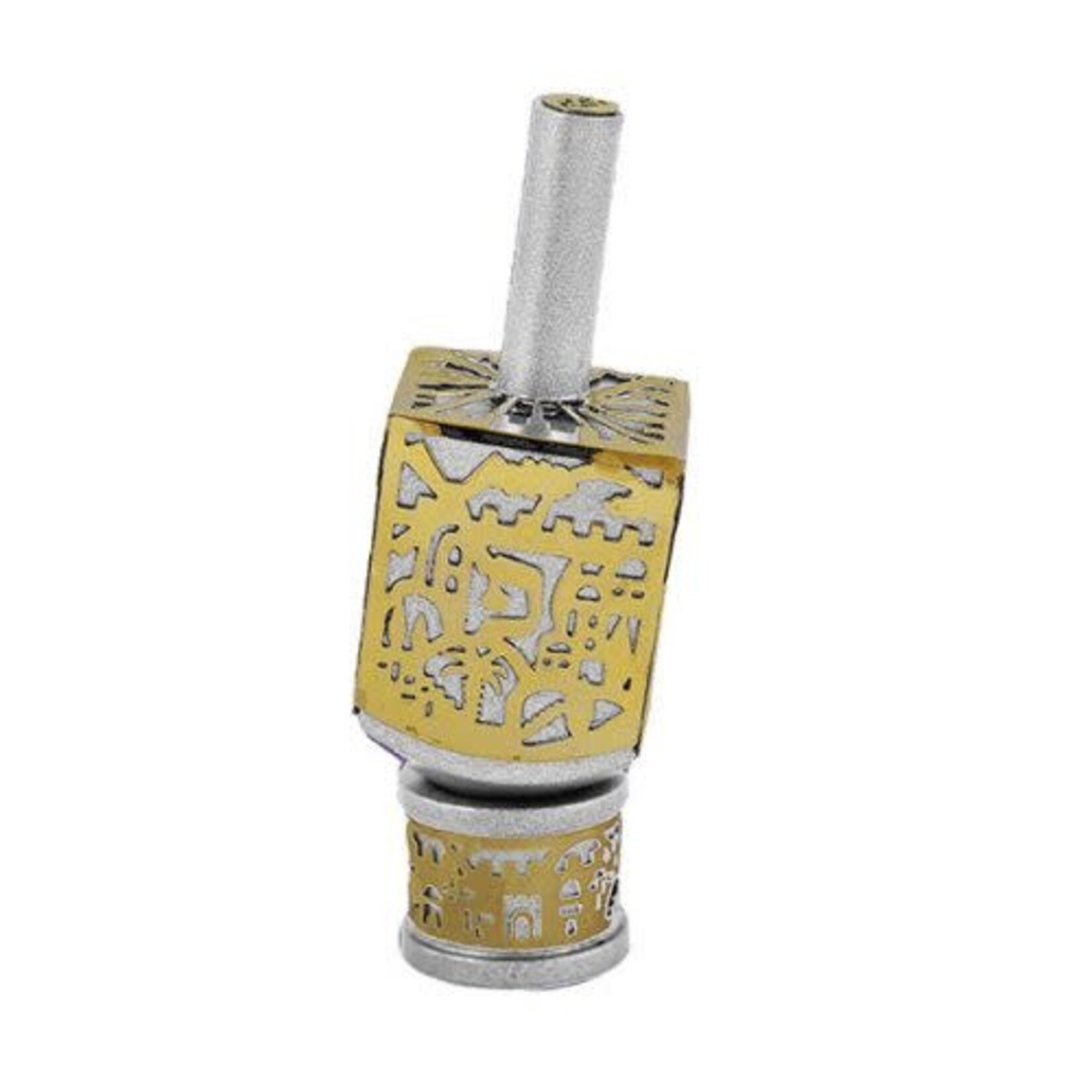 Large Anodized Aluminum Dreidel with Metal Cutout