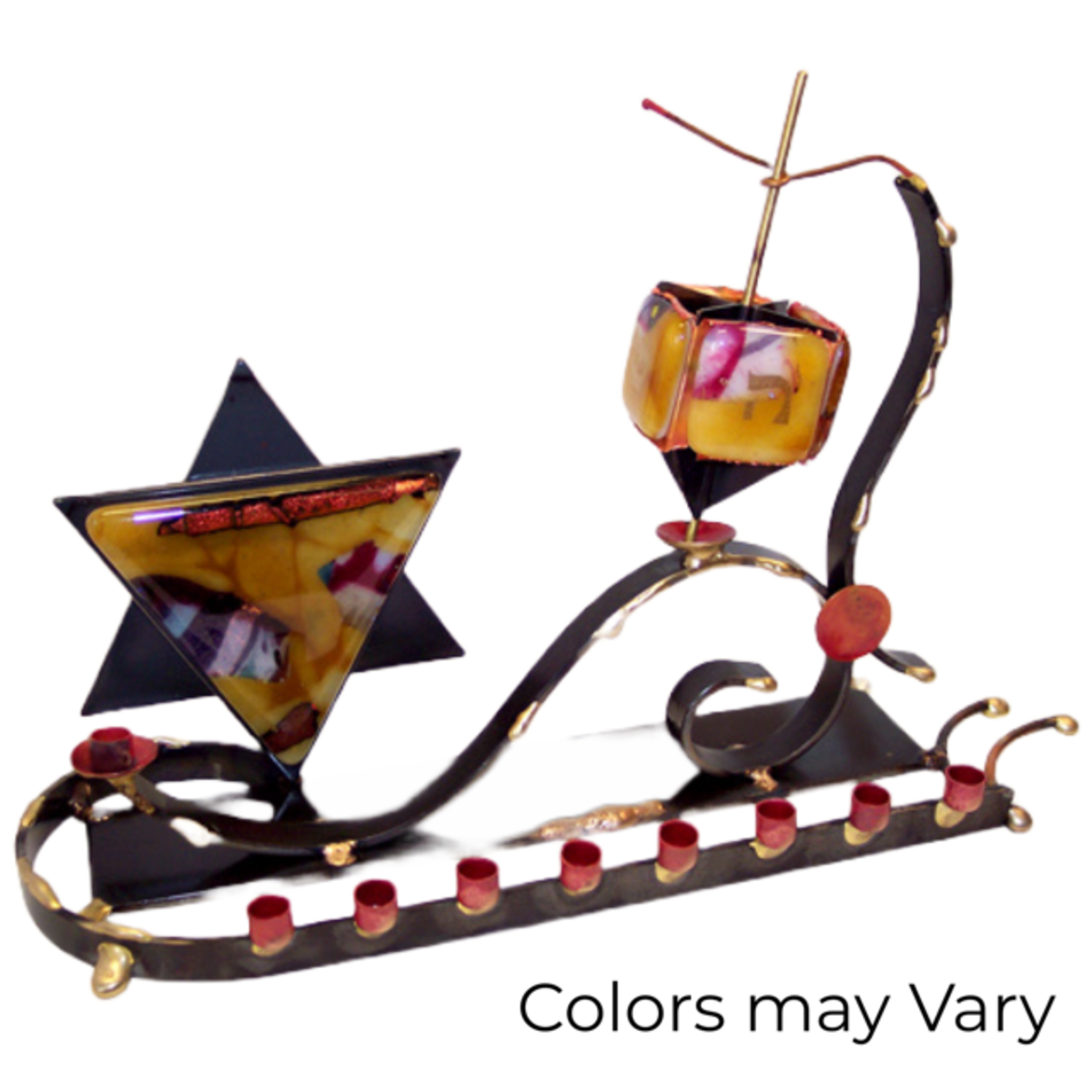Star of David Menorah with Dreidel