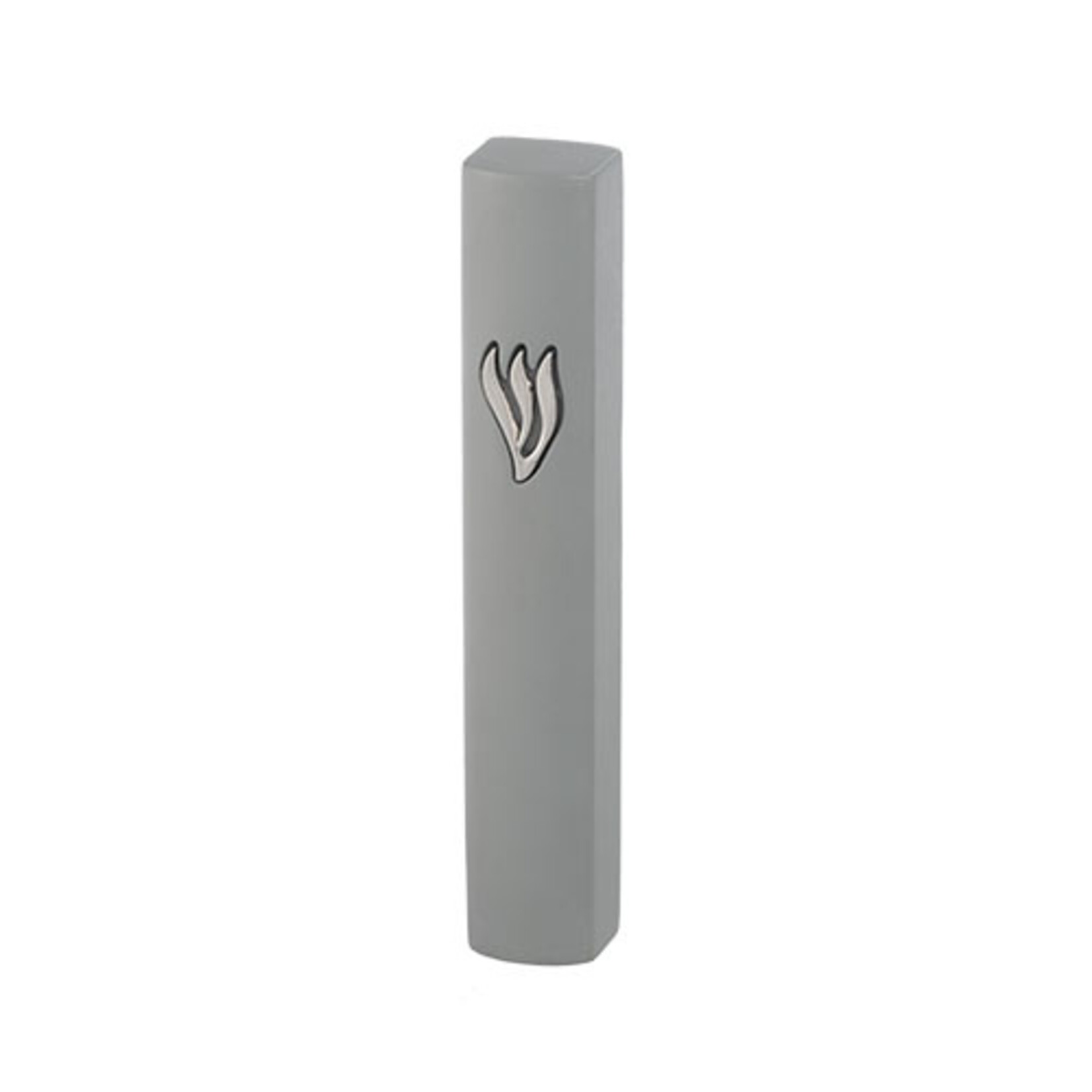 Gray Concrete Mezuzah Case with Silver Shin