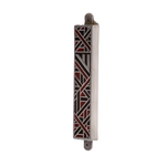 Geometric Pewter Mezuzah - Red/Black