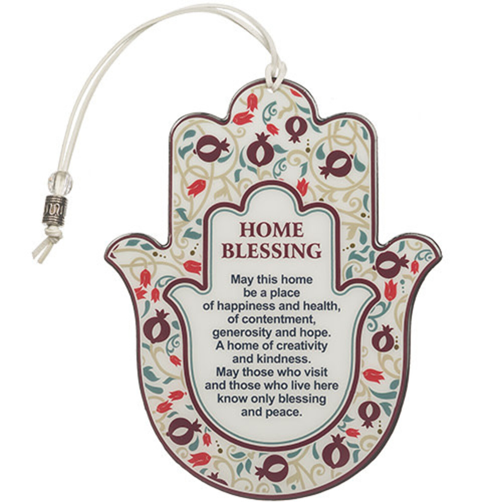 Hamsa English Home Blessing - Red Pomegranate